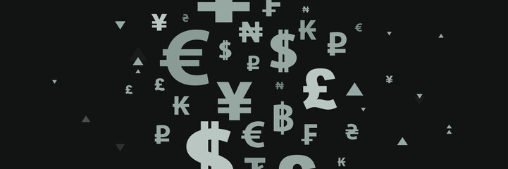 finance symbols on blue background