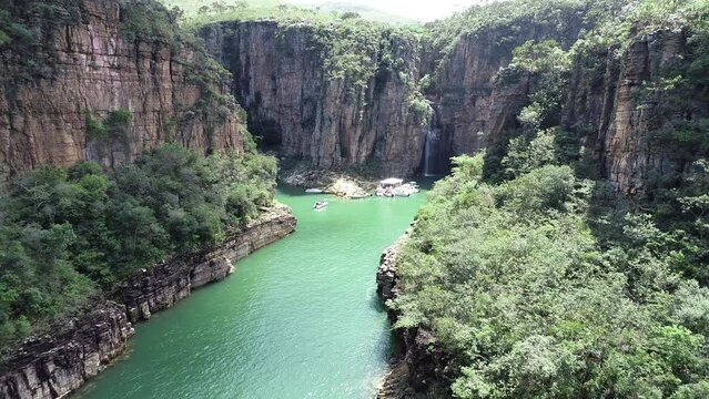 Capitolio lagoon tourism landmark at Minas Gerais Brazil. Famous Furnas dam. Tourism landmark. Travel destinations. Vacation travel.