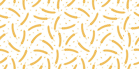Ear of wheat vector seamless pattern. Bakery or bread seamless background