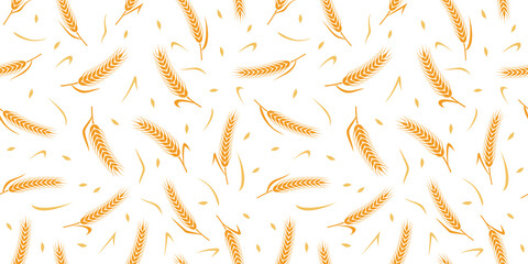 Ear of wheat seamless pattern. Bakery or bread background