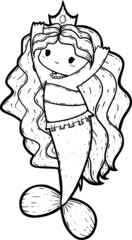 Cute and Adorable Mermaid Princess Coloring Page
