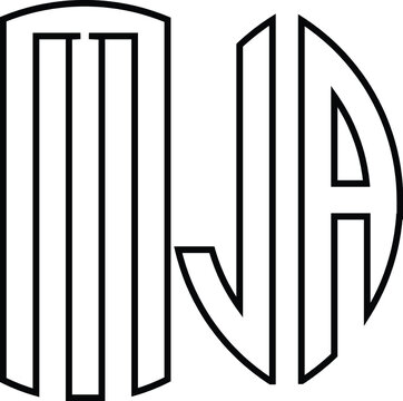 Title: MJA  Letter logo design with a circular shape vector in illustration.