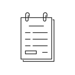 thin line paper document icon with paperclips