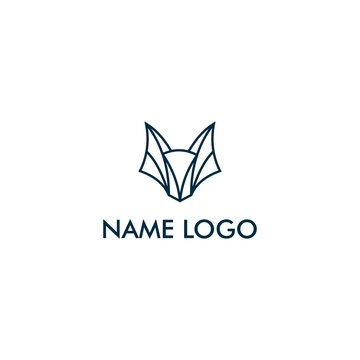 Wolf with line style logo design vector