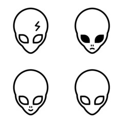 Alien Flat Icon Set Isolated On White Background