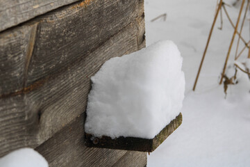 Snow cover on the hive