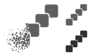 Fototapeta premium Fractured pixelated blockchain vector icon with destruction effect, and original vector image. Pixel abrasion effect for blockchain demonstrates speed and movement of cyberspace concepts.