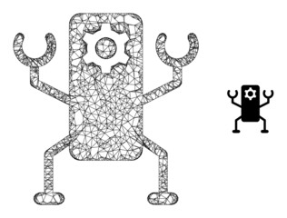 Vector net mesh nanobot icon. Crossed frame 2d net abstract image based on nanobot icon, created with crossed lines.