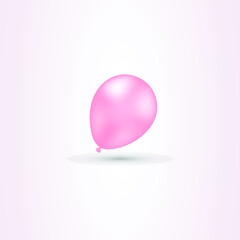 3d isolated Pink balloon with shadow white background premium vector