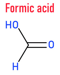 Formic acid molecule. Present in ant venom and in stinging nettle. Skeletal formula.