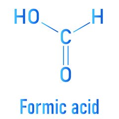 Formic acid molecule. Present in ant venom and in stinging nettle. Skeletal formula.