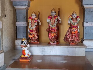 Historical siyaram temple statue of ram, lakshman, sita and hanuman.