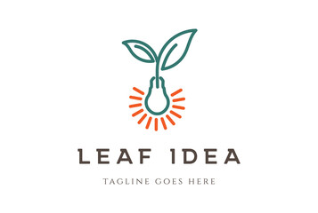 Light Bulb Leaf Garden Plant Innovation Logo design vector