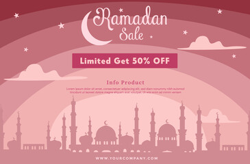 Beautiful sale banner festival greeting card and eid mubarak promotion template
