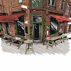 Amsterdam hand drawn, city sketch, vector illustration