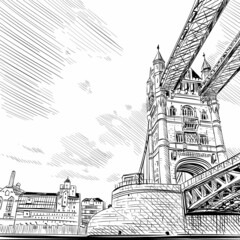 London city hand drawn, vector illustration