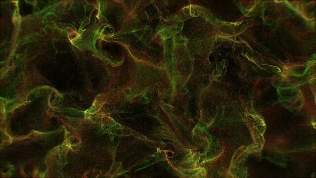 A swirl of multicolored polar particles on a black background.