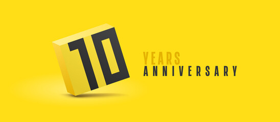 10 years anniversary vector icon, logo. Isolated graphic number - obrazy, fototapety, plakaty