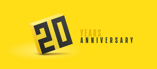 20 years anniversary vector icon, logo. Isolated graphic number