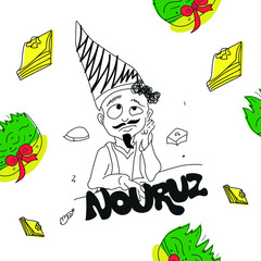 Novruz characters vector illustration. Novruz concept