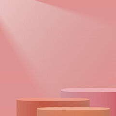 Abstract background with pink color podium for presentation. Vector