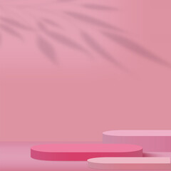 Abstract background with pink color podium for presentation. Vector