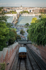 overlooking Budapest's funicular and chain bridge