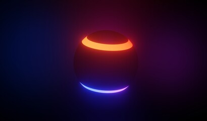 3d render of RGB neon light on darkness background. Abstract Laser lines show at night. Ultraviolet spectrum beam scene