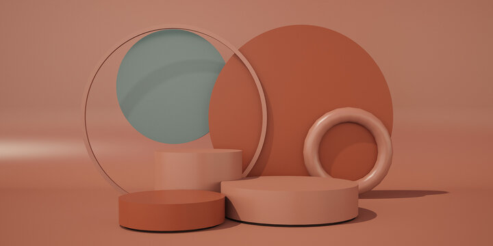 3D Rendering pastel color circle background
