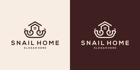 Snail and home line logo vector