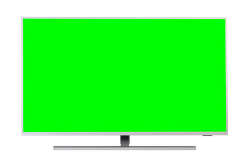 Large green screen LED TV on a white background. 