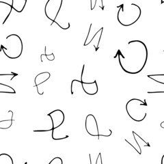 Seamless pattern with black pencil brushstrokes