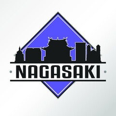 Nagasaki, Japan Skyline Logo. Adventure Landscape Design Vector Illustration.