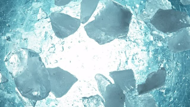 Super Slow Motion Shot of Crushed Ice Breaking at 1000 fps.