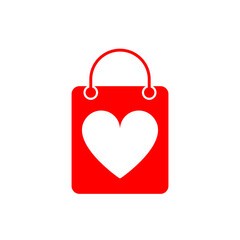 Shopping bag with heart line icon