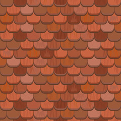 Seamless red clay roof tiles.Terracotta roof tile. Vector. - obrazy, fototapety, plakaty