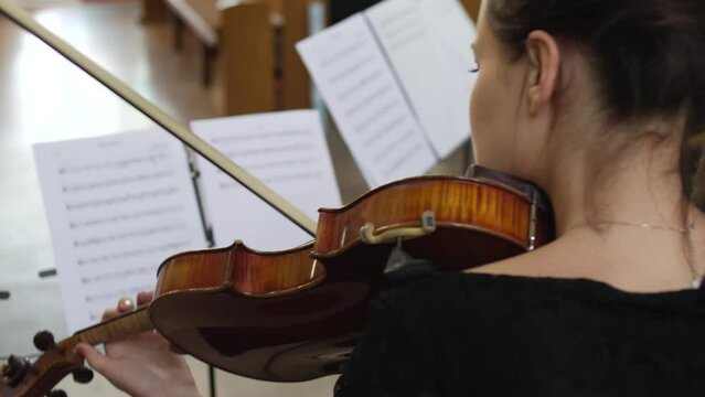 Female Violist Playing The Viola In A String Quartet