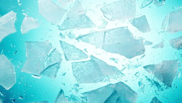 Super Slow Motion Shot of Crushed Ice Breaking at 1000 fps.