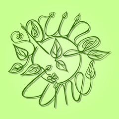 green vector lettering spring time clock with leaves