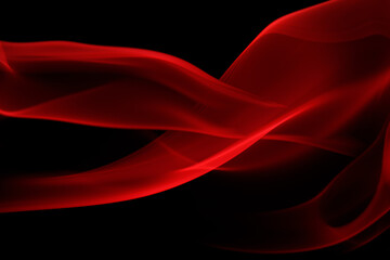 Abstract red smoke moving on black background.