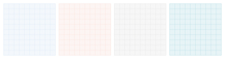 Graph paper, seamless pattern in different colors, millimeter grid, vector illustration - 483786197