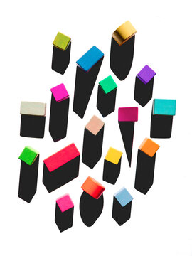 Arranged Colorful Blocks and Shadows