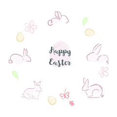 Easter bunny cute simple vector illustration.
greeting card poster hand drawn