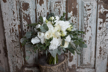 Wedding bouquet of white flowers. Wedding day