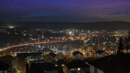 Blick auf Melsungen bei Nacht