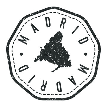 recommend clip art: Madrid, Spain Map Stamp Retro Postmark. Silhouette Postal Passport. Seal Round Vector Icon. Badge Vintage Postage Design.