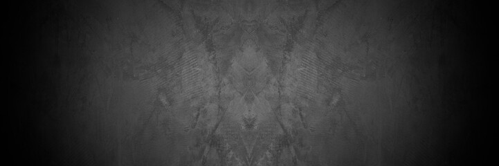 Old wall texture cement dark black gray panorama background abstract grey color design are light with white gradient background.