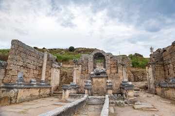 Perge ancient city archaeological site in Antalya, Turkey. Perge was a Greek and Roman ancient city and once the most propserous city of the ancient world.