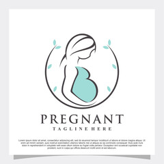 Pregnant logo design with creative element Premium Vector