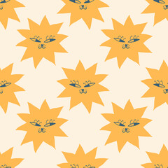 Star groovy cute stars comic characters boho doodle modern art print funny handdrawn childish cartoon funky trendy style vector seamless pattern illustration clipart